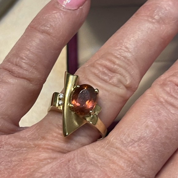 Genuine raspberry Rodalite Garnet 14 k gold band - Picture 7 of 9